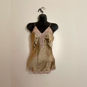 Silk Sequence embroidered Top & Jacket. - Gold & Tan - W Flair Cuffs.